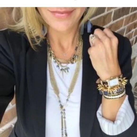 stella & dot ~ laurel lariat ~ grayish black pearls & gold beads versati… - Picture 2 of 13